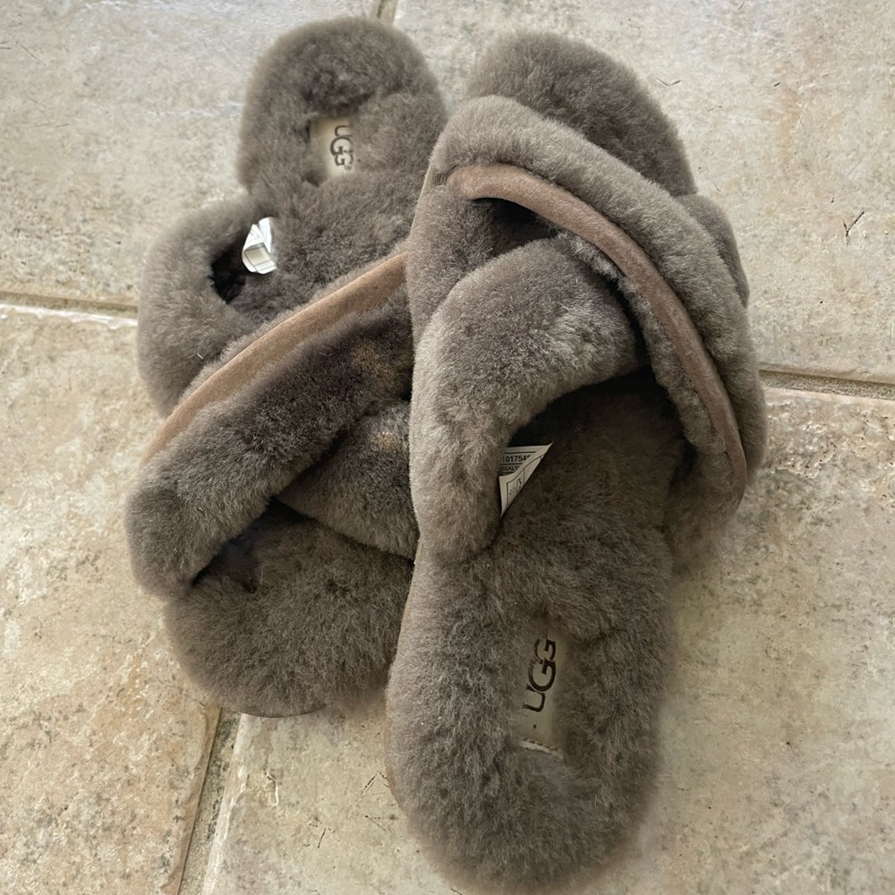 Ugg slippers grey, never worn, fur lined